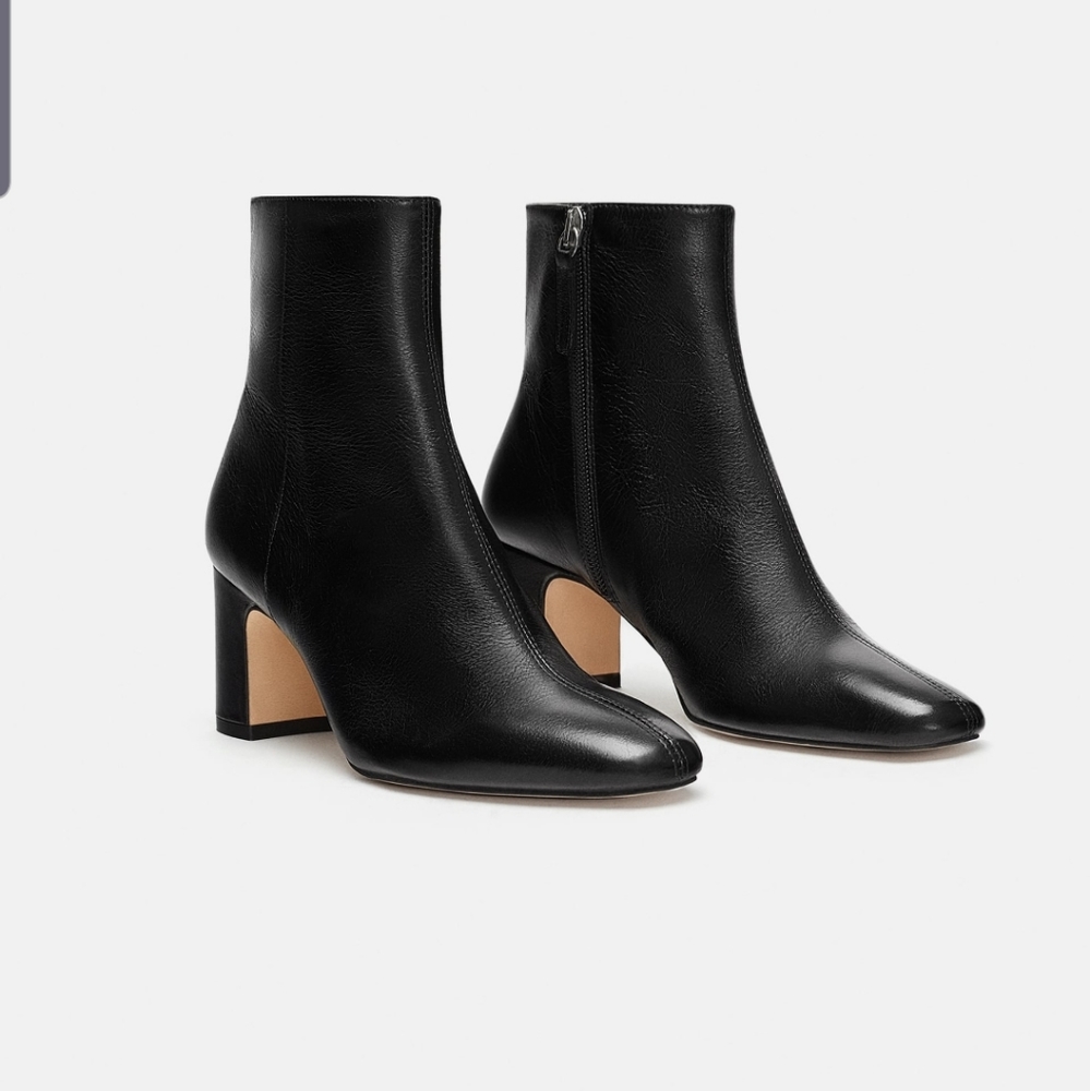 Brand New Zara Black Italian Leather Boots